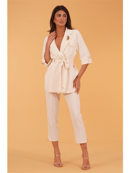 Giacca sariana in crepe GM by Gai Mattiolo | GM3785BURRO